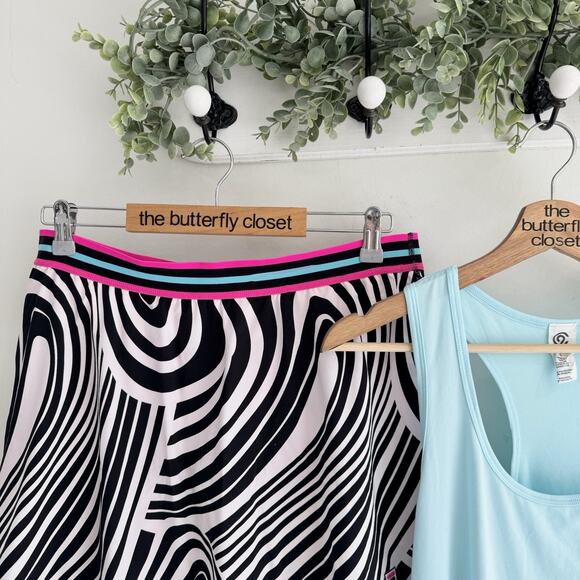 Women’s Athletic Bundle Of Zebra Print Skort & Blue Tank L/XL Set Gold Tennis KD - Picture 2 of 4